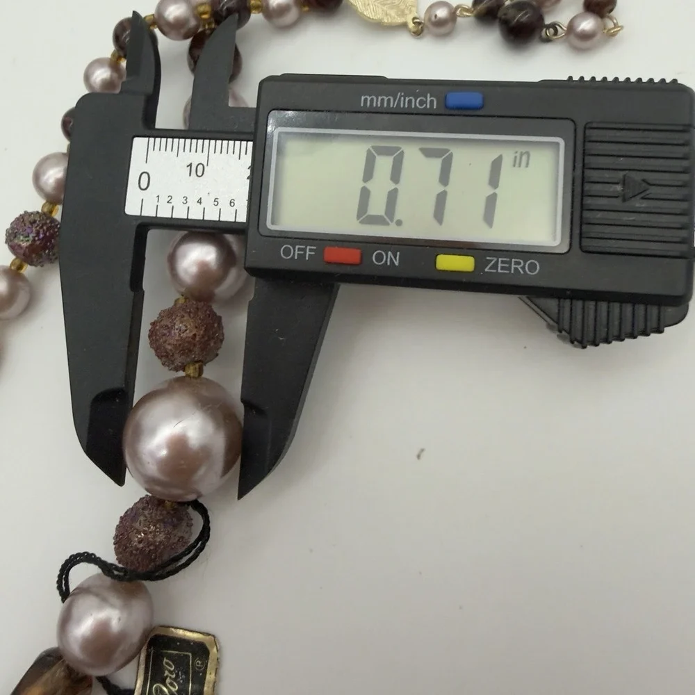 Vtg 50s Coro Iridescent Molded Glass Necklace Double Strand Orig. Tag Japan NOS